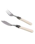 Klassisches elfenbeinfarbenes Fischbesteck aus Edelstahl — 12-teilig