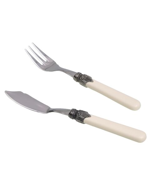 Set di posate da pesce in acciaio inossidabile color avorio classico - 12 pezzi