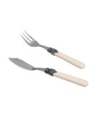 Klassisches elfenbeinfarbenes Fischbesteck aus Edelstahl — 12-teilig