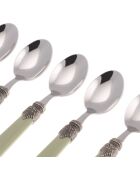 Lot de 6 cuillères à café en acier inoxydable Classic vert sauge - 16,5 x 4,5 x 5 cm