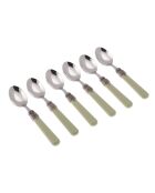 Lot de 6 cuillères à café en acier inoxydable Classic vert sauge - 16,5 x 4,5 x 5 cm
