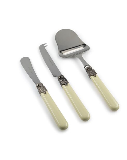 Set di 3 set per formaggi classici in acciaio inossidabile verde salvia - 26 x 5,8 x 7 cm