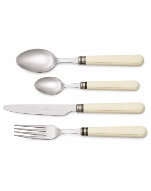 Juego de cubiertos Mistral de acero inoxidable marfil - 24 piezas