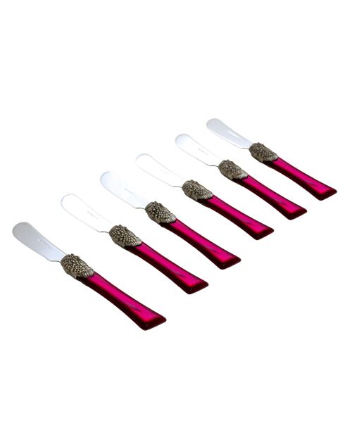Set de 6 esparcidores de mantequilla Syrah Bordeaux de acero inoxidable, 16,5 x 4,5 x 5 cm