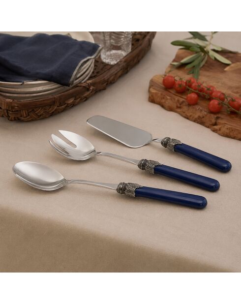 Lot de 3 services de couverts en acier inoxydable Classic bleu - 25 x 5 x 4 cm