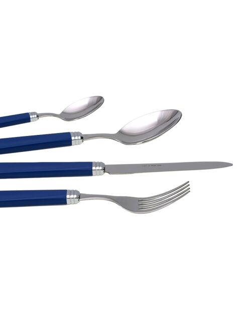Juego de cubiertos de acero inoxidable azul para patio, 24 piezas