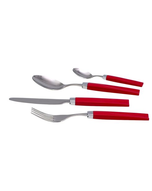 Juego de cubiertos Easy Red de acero inoxidable - 24 piezas