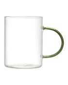 Lot de 4 mugs en verre strié à anse multicolores - 23 cl