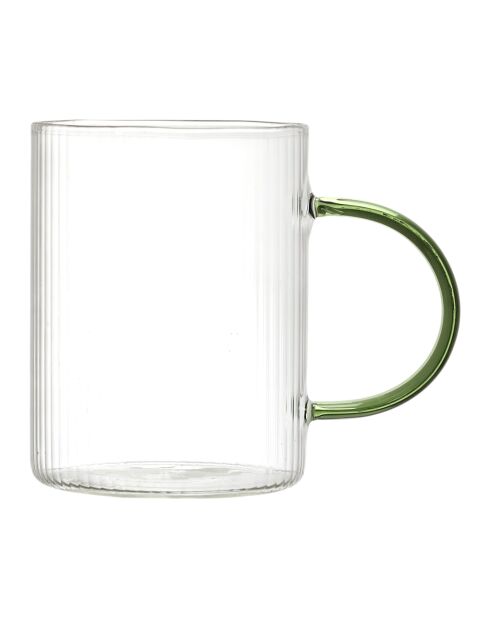 Set de 4 tazas de vidrio estriado con asas multicolores - 23 cl