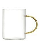 Lot de 4 mugs en verre strié à anse multicolores - 23 cl