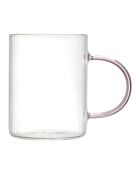 Lot de 4 mugs en verre strié à anse multicolores - 23 cl