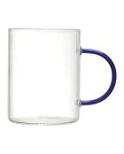 Lot de 4 mugs en verre strié à anse multicolores - 23 cl
