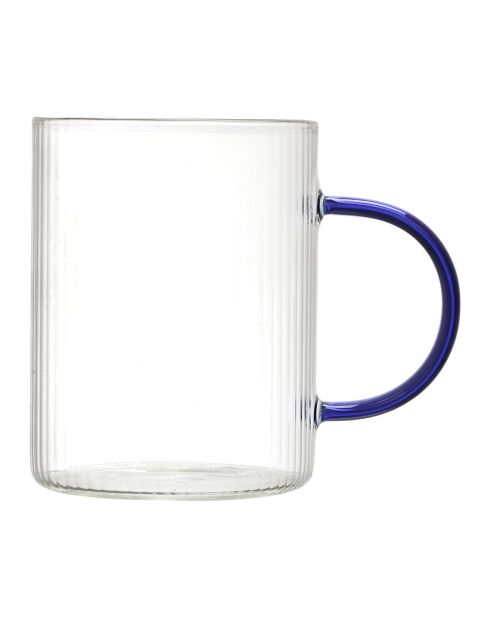 Lot de 4 mugs en verre strié à anse multicolores - 23 cl