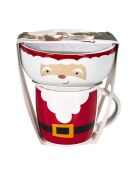 Lot de 6 mugs et bols Noël rouges - 13,5 x 14,3 x 13,5 cm