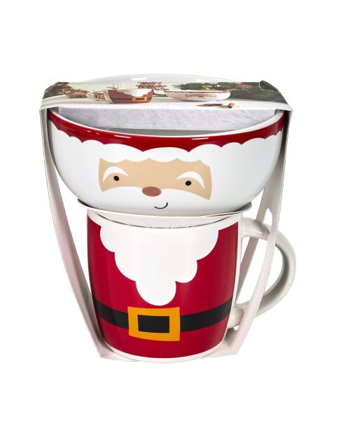 Set de 6 tazas y cuencos navideños rojos, 13,5 x 14,3 x 13,5 cm
