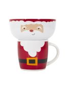 Lot de 6 mugs et bols Noël rouges - 13,5 x 14,3 x 13,5 cm