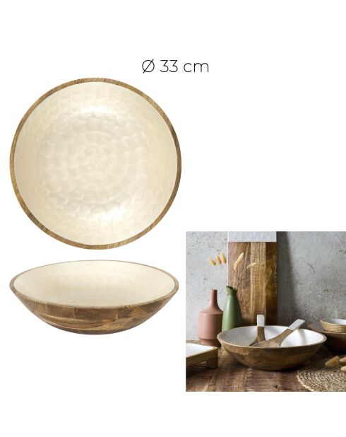 Lot de 2 saladiers en manguier Nerina beige - D. 33 cm