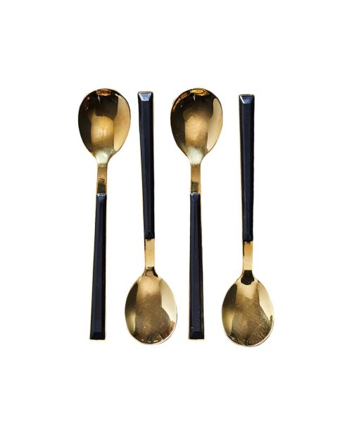Juego de 4 cucharas de postre Charlotte negras, 15,5 x 1,2 x 1,2 cm