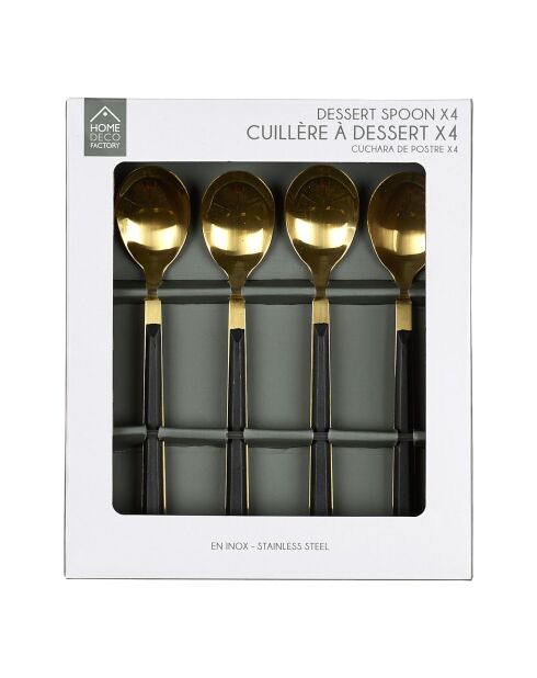 Juego de 4 cucharas de postre Charlotte negras, 15,5 x 1,2 x 1,2 cm