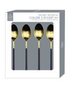 Juego de 4 cucharas de postre Charlotte negras, 15,5 x 1,2 x 1,2 cm