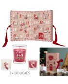 Set de 24 calendarios navideños con velas aromáticas de jengibre marrón/rojo, 21,4 x 30,5 x 12 cm