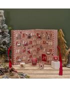 Set de 24 calendarios navideños con velas aromáticas de jengibre marrón/rojo, 21,4 x 30,5 x 12 cm