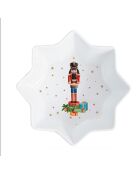 Servicio de aperitivos con 3 cuencos de porcelana y bandeja vintage multicolor con forma de cascanueces, 34 x 12 x 2 cm