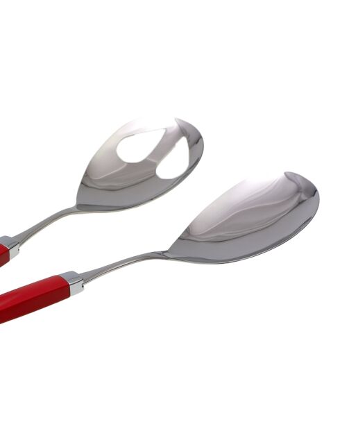 Lot de 2 services à salade en acier inoxydable Easy rouge - 25 x 5 x 4 cm