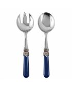 Klassisches blaues Salatbesteck aus Edelstahl, 25 x 5 x 4 cm, 2er-Set