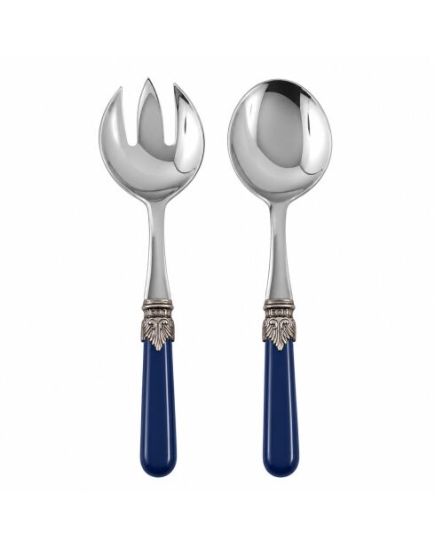 Set di 2 posate da insalata classiche in acciaio inossidabile blu - 25 x 5 x 4 cm