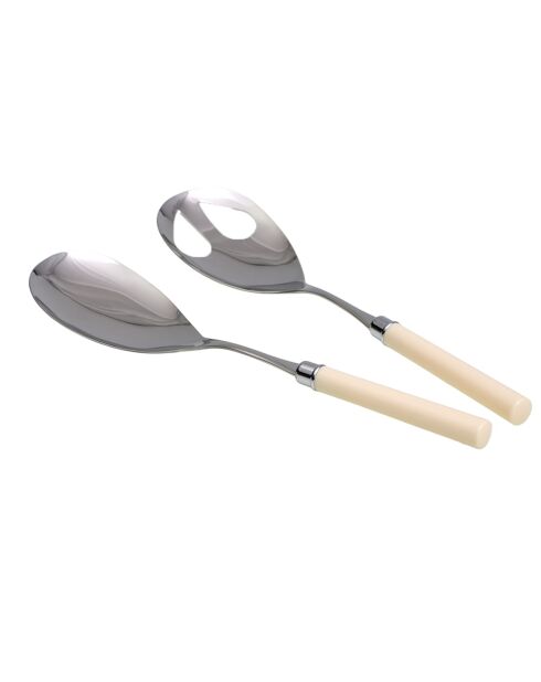 Lot de 2 services à salade en acier inoxydable Simple ivoire - 25 x 5 x 4 cm