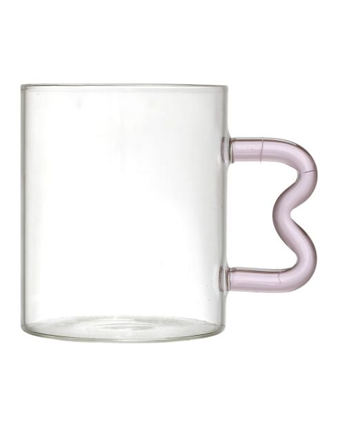 Set de 4 tazas de cristal multicolor con asa en zigzag - 35 cl