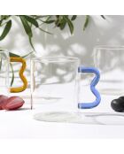 Lot de 4 mugs en verre à anse zigzag multicolores - 35 cl