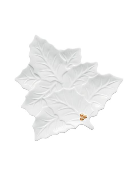 Piatto da portata Holly & Berries in porcellana bianca - 30 x 30 x 2 cm