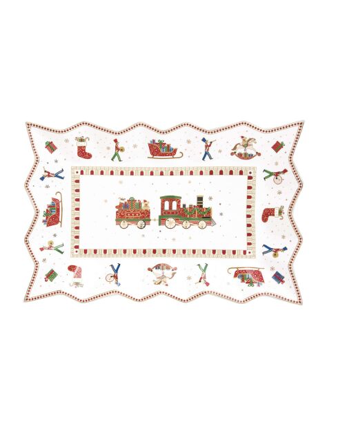 Piatto da portata in porcellana multicolore Polar Express - 35 x 23 x 2 cm