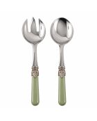 Set di 2 posate da insalata classiche in acciaio inossidabile verde salvia - 25 x 5 x 4 cm
