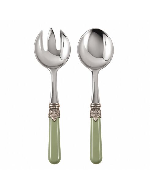 Set di 2 posate da insalata classiche in acciaio inossidabile verde salvia - 25 x 5 x 4 cm