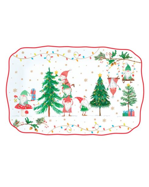 Serveerschaal van porselein, klaar voor Kerstmis, meerkleurig, 35 x 23 x 2 cm