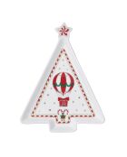 Plato de porcelana con forma de abeto de Christmas Wonderland multicolor, 21 x 16 x 2,5 cm