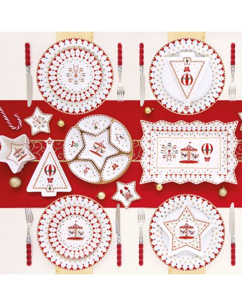 Plato de porcelana con forma de abeto de Christmas Wonderland multicolor, 21 x 16 x 2,5 cm