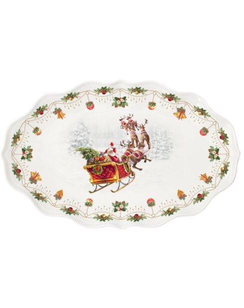 Mehrfarbige Nostalgische Weihnachtsporzellan-Servierplatte, 41 x 26,5 x 3 cm