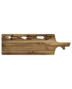 Tagliere per formaggi in acacia con 3 coltelli in acacia - 65 x 1,5 x 20 cm