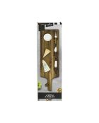 Tagliere per formaggi in acacia con 3 coltelli in acacia - 65 x 1,5 x 20 cm