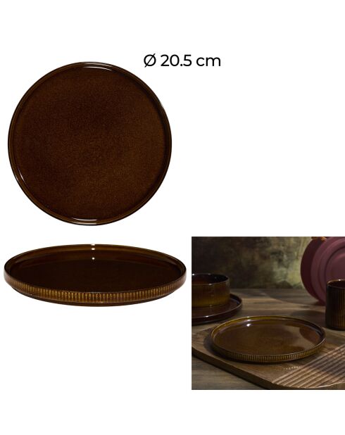 Juego de 6 platos Ysia marrones - D. 20,5 cm