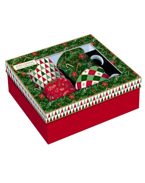 Set de 4 tazas de porcelana navideñas de lujo multicolores, 300 ml