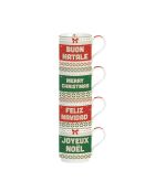 Juego de 4 tazas de porcelana apilables multicolores Enjoy Your Christmas, 275 ml