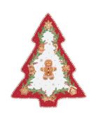 Mehrfarbige Porzellan-Servierplatte in Form einer Fancy Lebkuchen-Tanne — 20,5 x 25,5 x 2,5 cm