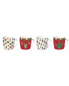 Juego de 4 tazas de porcelana Jingle Bells multicolores, 350 ml