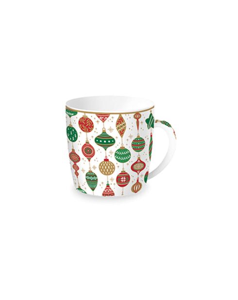 Juego de 4 tazas de porcelana Jingle Bells multicolores, 350 ml
