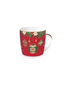 Juego de 4 tazas de porcelana Jingle Bells multicolores, 350 ml